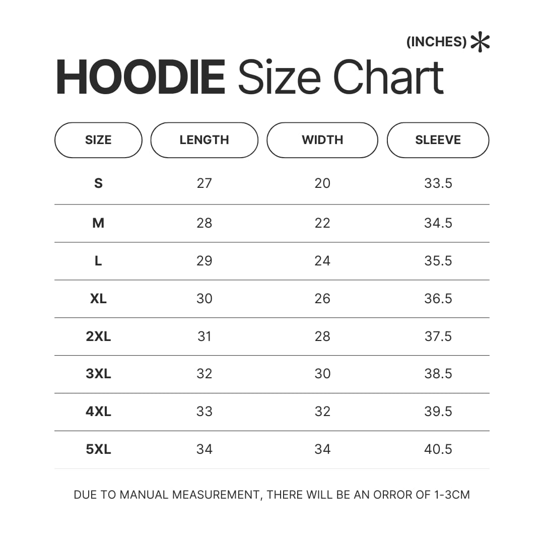 Hoodie Size Chart - Shih Tzu Merch