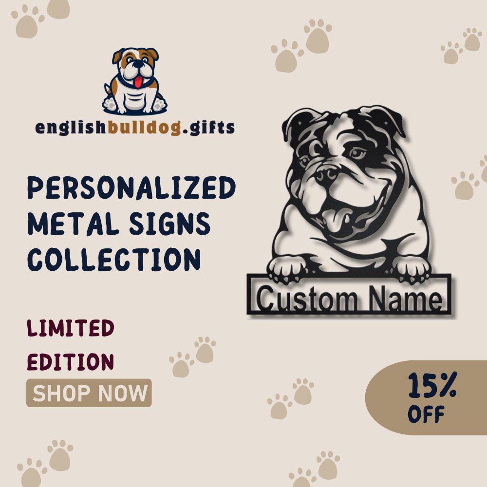 Personalized English Bulldog Metal Signs Collection